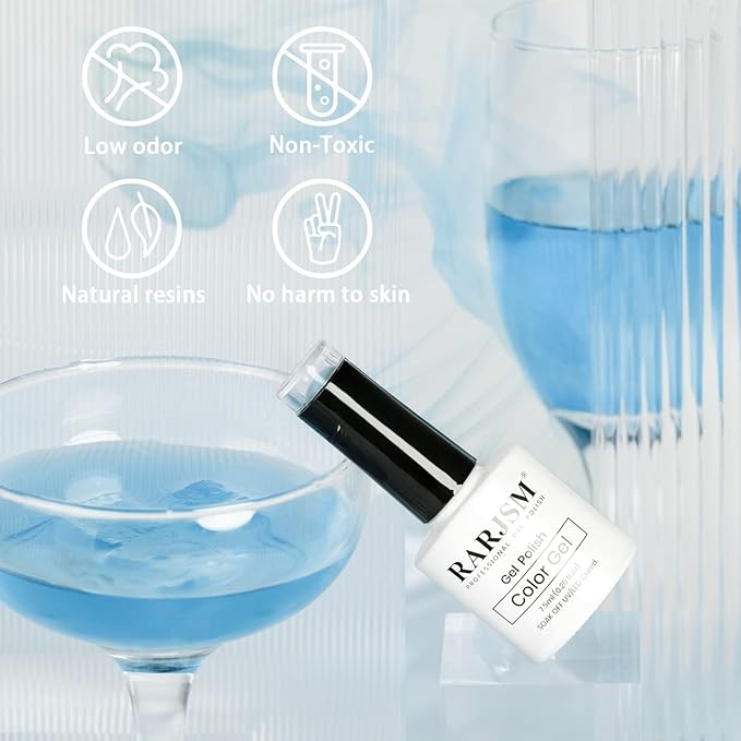 RARJSM Pearl Gel Nail Polish, Glitter Drawing Gelpolish Sky Blue Shimmer Mermaid Nail Gel Soak Off U V G e l for Salon Home DIY Manicure Use