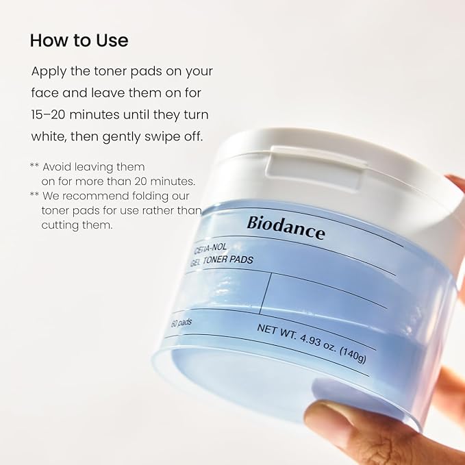 Biodance Cera-NOL Gel Toner Pads, Deep Hydrating & Soothing Toner Pads for Sensitive Skin, Redness Reducing & Comfort Mositurizing, Korean Skin Care, Gifts for womenㅣ4.93 fl.oz.(140g)*60Pads