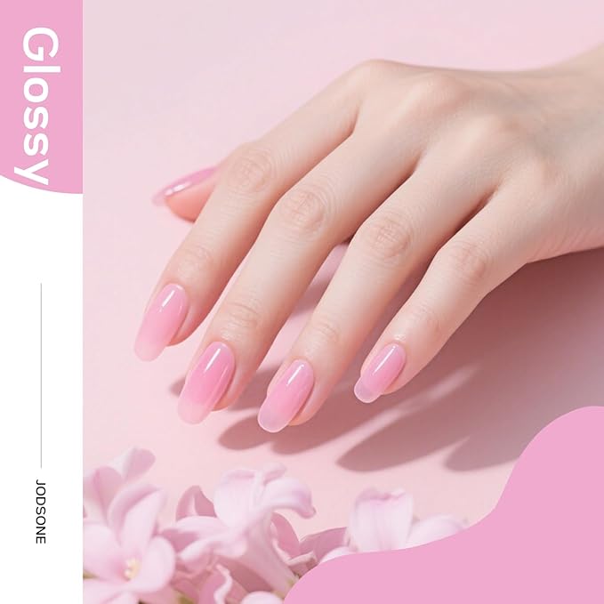 JODSONE Crystal Pink Gel Nail Polish 10ml Jelly Gel Polish Clear Nude Pink Nail Color Professional Finish Long-Lasting Low Odor Need U V Lamp Curing