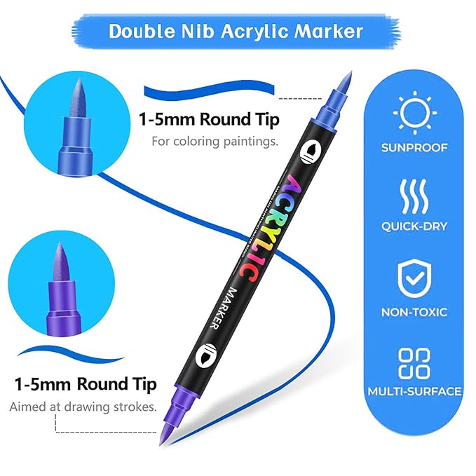 Nail Art Pens 48 Colors Nail Art Pens Set, Nail Art Markers Dual Tip Nail Polish Pens Drawing Painting Pen for Home Salon, Quickly Dry Nail Art Nail Markers DIY Decoration for Women Girls