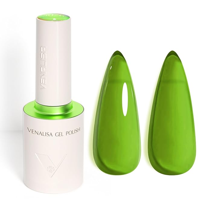 VENALISA Jelly Green Gel Nail Polish, 1 Pcs Transparent Neon Green Jelly Gel Polish Lime Color High Gloss Soak Off U V Nail Manicure Salon and DIY at Home Gifts for Women