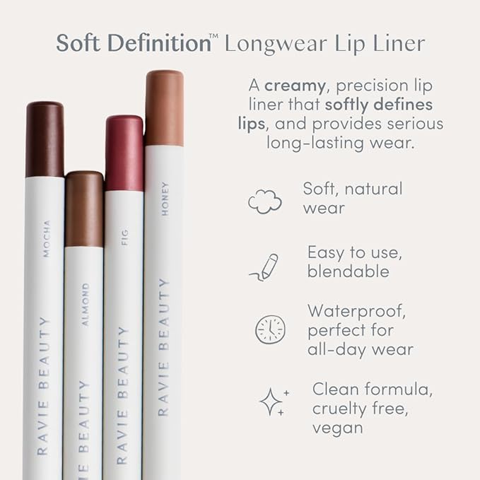 Ravie Beauty Soft Definition™ Longwear Lip Liner – Smudge-Resistant, Waterproof Precision Pencil for Effortless Shaping – Vegan & Cruelty-Free All-Day Wear Lip Definition (Almond)