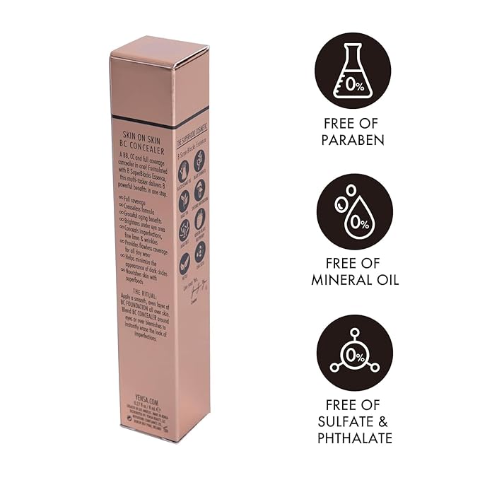 YENSA Skin On Skin BB + CC Full Coverage Concealer - Color Correcting Serum Concealer - Creaseless & Brightening Formula with Hyaluronic Acid & Superfood Complex - Fair Warm (0.34 Fl oz)