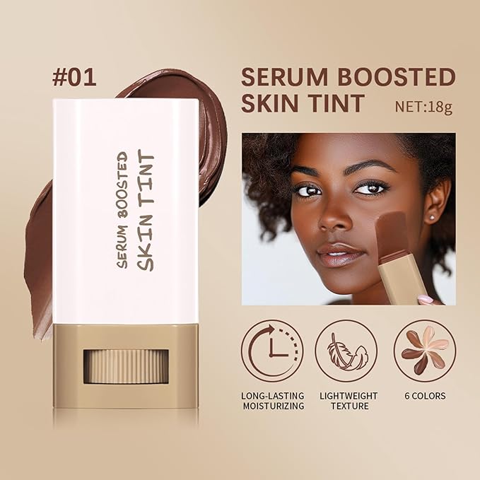 Beauty Balm Serum Boosted Skin Tint Stick – Face Tint Balm Foundation with Serum Benefits, Buildable Hydrating Coverage, Moisturizing Concealer Stick for Glowing Skin & Flawless Finish (4#, 1)