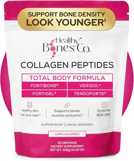 FORTIBONE® Premium Bone Health Collagen Peptides w/FORTIGEL®, VERISOL®, TENDOFORTE® | Clinically-Supported for Bones Joints Skin Hair Nails | Hydrolyzed Collagen Anti-Aging Formula | 30 Servings