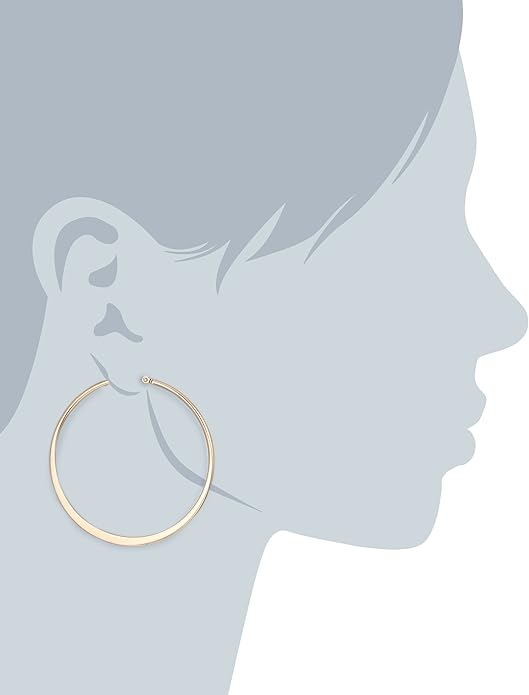 Amazon Essentials Gold Plated or Stainless Steel Flattened Hoop Earrings