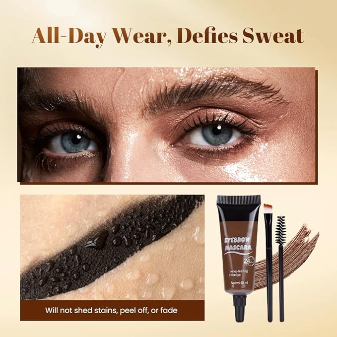 Three Dimensional Eyebrow Dye Cream,Long-lasting Waterproof Smudge-proof Liquid Eyebrow Gel,Thickening Brow Mascara Professional Brow Color Kit (#04)