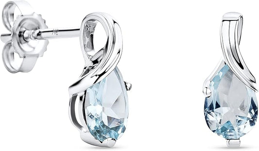 Orovi 0.40Inch 14K Gold Earrings for Women in 14K White Gold/Yellow Gold 585 with Pear-Shape Rubies/Sapphires/Emeralds/Blue Topaz/Amethysts Gemstones, Handmade Jewelry for Women, Dangle Earrings