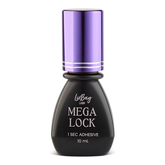 LivBay Mega Lock Lash Glue, Professional Eyelash Extension Glue, Fast Drying Banana-Scented Adhesive, Extra Strong Oil-Resistant Lash Bond with Long Retention, Black Formula, 10mL