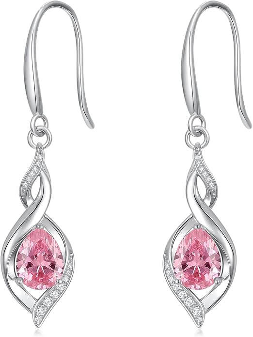 HPQQ Birthstone Earrings for Women 925 Sterling Silver Infinity Love Jewelry Valentines Day Birthday Gifts for Her Mom Wife Girlfriend