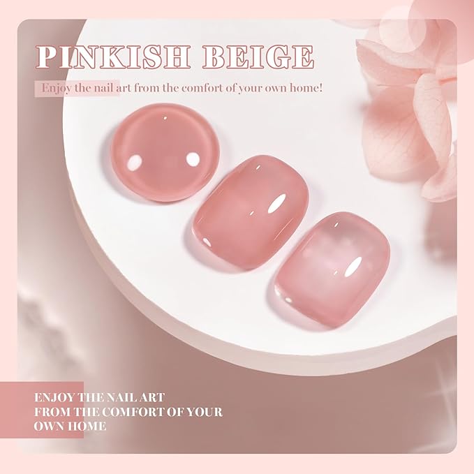 RARJSM Nude Pinkish Beige Gel Nail Polish Neutral Skin Tone Sheer Jelly Gelpolish 1PC 15ml Single Bottle Creamy Transparent Natural Nudegel Polish Soak off Cured for Home Salon French Manicure