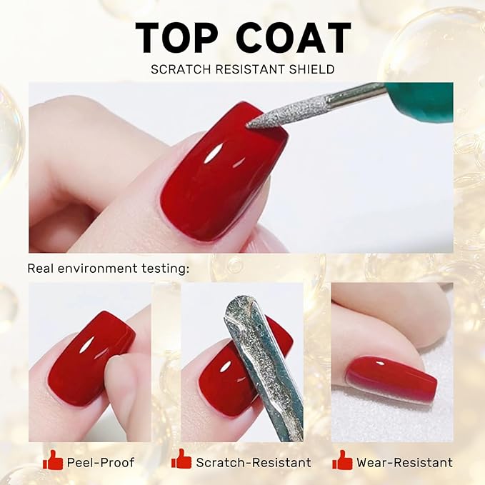 Karroy Top Coat for Gel Nail Polish, No Wipe High Glossy Long-Lasting Clear Formula, UV/LED Lamp Cured, Salon-Quality Home DIY, 1PC 18ml