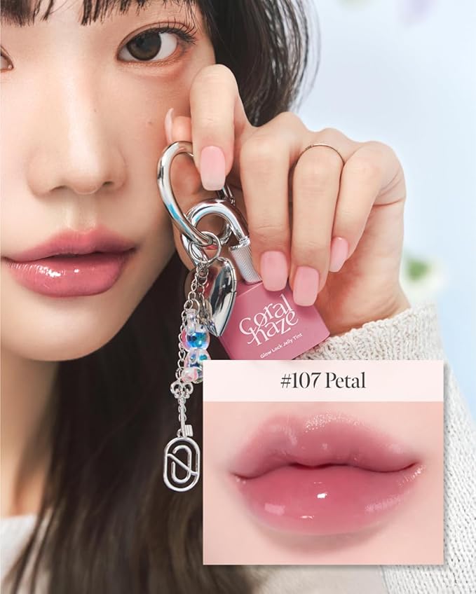 Glow Lock Jelly Tint 107 Petal, Hydrating Water Glow Lip Stain, Non-Sticky Juicy Gloss, Long Lasting Glass Shine & Dewy Finish, Lightweight Moisturizing Lip Care, Korean Makeup