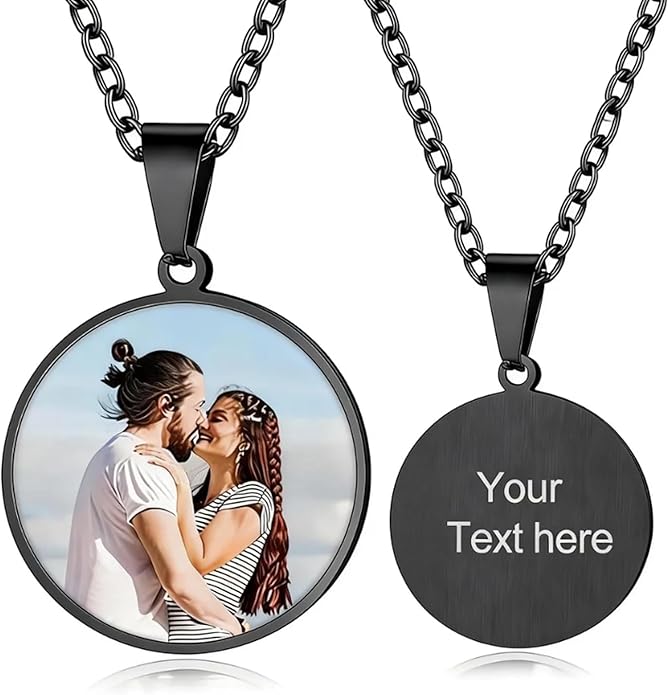 CLYLIFE Picture Necklace Personalized Photo,Custom Disc/Heart Pendant for Men Women Dad Mom Customized Necklace with Chain Photos Memorial Gifts for Mother's Day, Birthday, Anniversary