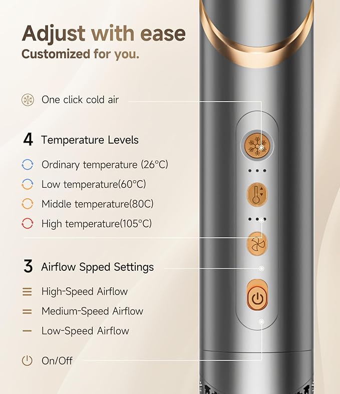 8 in 1 Hair Styler Curler & Air Dryer Brush, High-Speed Negative Ionic Foldable Hair Dryer Fast Drying, Multi Professional Hot Air Styler for Curling Volumizing Straightening Styling(Grey)
