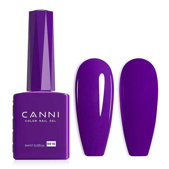 CANNI Purple Gel Nail Polish, 1Pcs Dark Purple Gel Polish Deep Color High Gloss Soak Off U V Nail Manicure Salon DIY