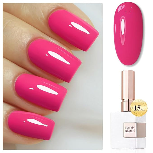 Double Rhythm Gel Polish 15ML Jelly Sheer Pastel Light Milky Color Pearl White Bottle 1 PC 0.5 OZ Full Size Nail Art Salon at Home (Pink Purple-D1471)