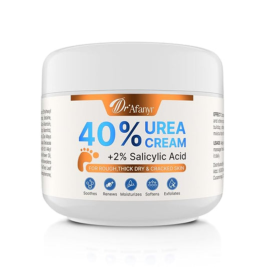 DR.Afanyr 40% Urea Cream for Feet – Foot Cream with 2% Salicylic Acid for Dry Cracked Heels and Feet, Urea 40% Foot Lotion, Formulated with Shea Butter, Tea Tree Oil for Deep Moisturizing(5.29oz)