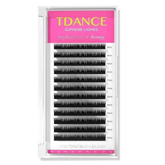 TDANCE Lash Extension Matte Black Eyelash Extension C CC D DD J B L Curl Volume & Classic Lash Extensions 0.03-0.18mm Thickness Professional Salon Use(0.03-L,8-15 mm)