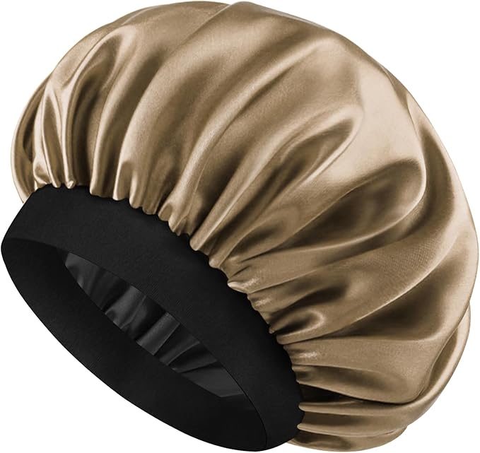 Satin Silk Bonnet for Men & Women, Double Layer Silk Sleep Bonnets, Soft Satin Lined Bonnet for Curly & Natural Hair