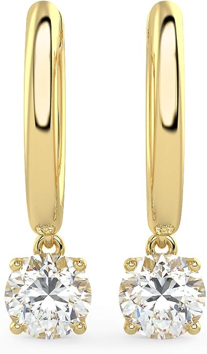 1/2 to 4 Carat Lab Grown Diamond Huggie Hoop Earrings for Women I 14k Gold Earrings (G-H, VS1-VS2, 0.50 to 4.00 cttw) Dangling Drop I Brilliant Cut Diamond Hoops by Carbon Atelier