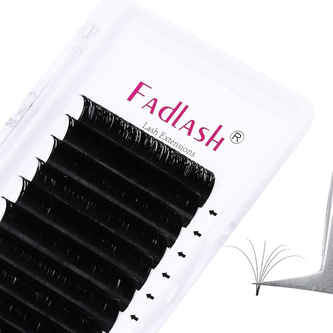 Volume Lash Extensions FADLASH Easy Fan Volume Lashes 0.05 0.07mm Mixed Tray Self Fanning Eyelash Extensions C/D/DD Curl Easy Fan Lashes 8-20mm (0.05-C, Mix 8~14mm)