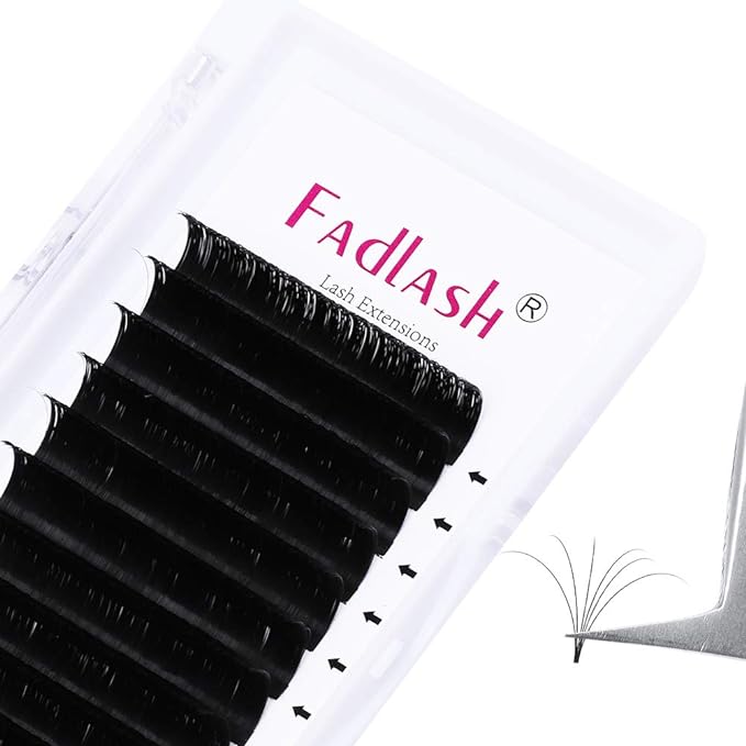 Easy Fan Lashes 0.05 0.07mm FADLASH Volume Eyelash Extensions C/D/DD Curl Easy Fanning Volume Lashes Extensions 8-20mm (0.05-C, 14mm)