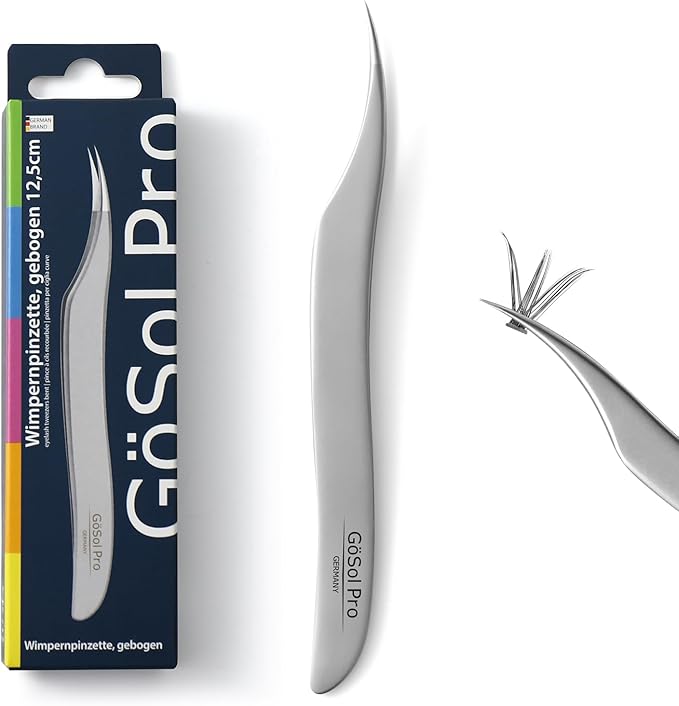 GöSol Pro Lash Tweezers for Eyelash Extensions, Professional Dolphin Isolation Eyelash Tweezers for High Precision Pick/Fan/Wiggle/Apply; 420 Stainless Steel Lash Tweezer for Volume & Classic Lashes