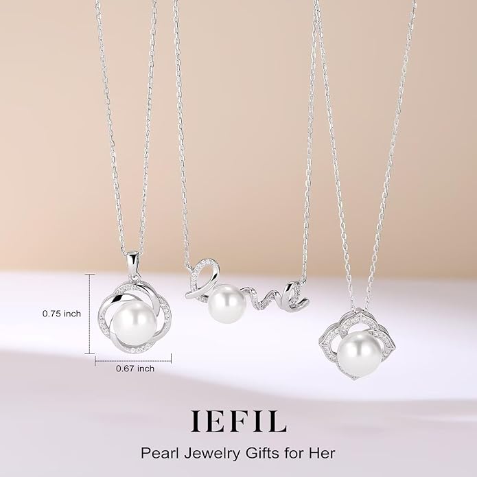 Iefil Valentines Day Gifts for Her - 10-11mm Tahitian Black Pearl & Fresh Water Pearl Necklace, Anniversary Birthday Gifts for Wife Girlfriend | Pearl Necklaces Gift for Her