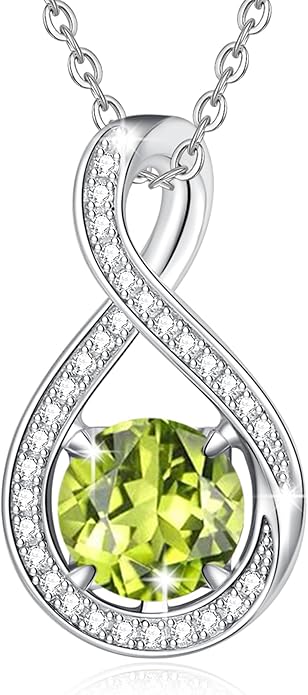 FANCIME Birthstone Necklaces for Women Fine Jewelry Sterling Silver Infinity Pendant Anniversary Birthday Gifts for Her Women Wife Mom Lady Daughter, Chain 16"+2" Extend