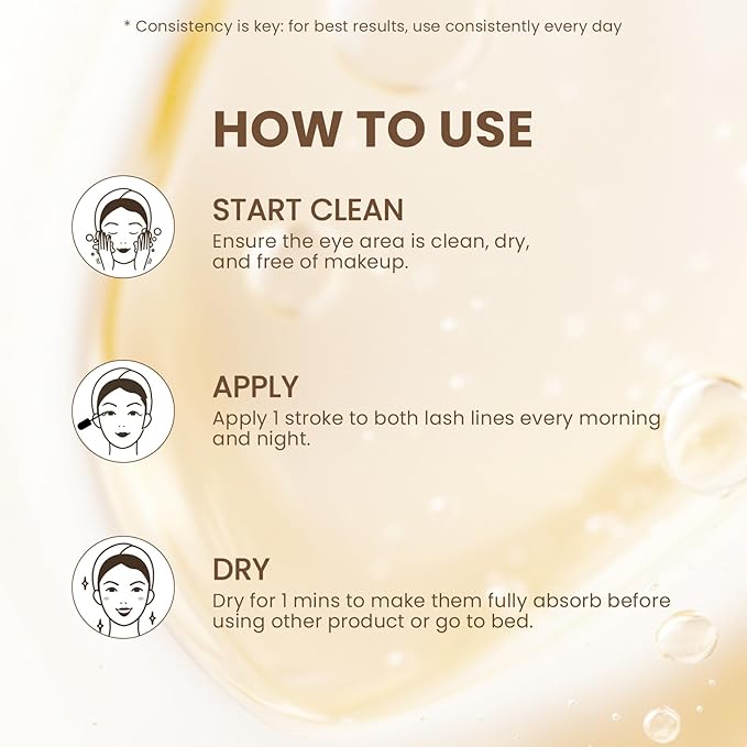 Lash Serum for Eyelash Growth, Eyelash Serum for Longer, Fuller & Stronger Lashes, With Natural Formula for Sensitive Eyes, Prostaglandin-Free, Vegan & Cruelty-Free （6ml）