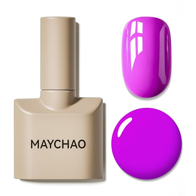 MAYCHAO 15ML Purple Gel Nail Polish 1Pc Bright Purple Gel Polish Soak Off UV LED Nail Polish Nail Art Starter Manicure Salon DIY at Home, 0.5 OZ