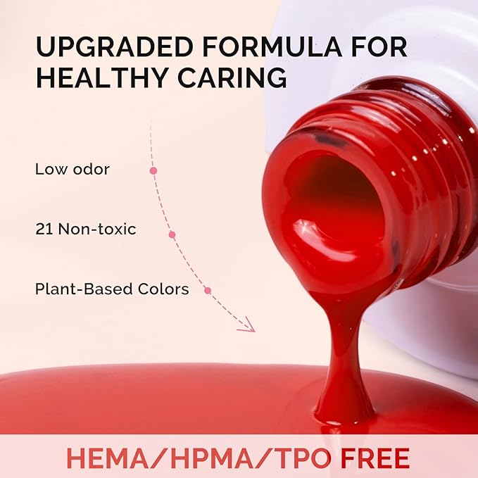 MelodySusie Fleurwee Plant Based Gel Nail Polish, Hema Free Bright Orange Red Nail Polish, Soak Off UV LED Gel Polish Gift for Women 21 Non Toxic Long Lasting Nail Art Manicure Salon DIY at Home P24