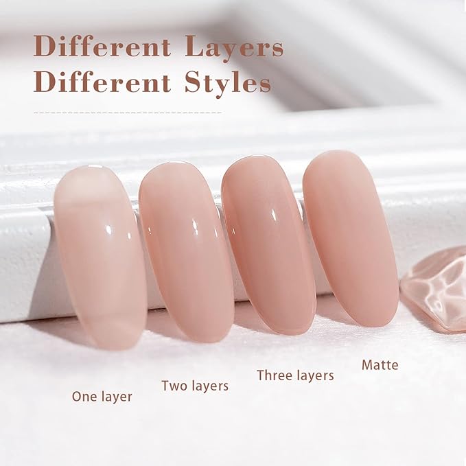 RARJSM Nude Pink Gel Nail Polish - Neutral, Transparent, French, Milky Pink Skin Tone - Sheer Light Pink Gel Nail Varnish - UV LED Cured, Soak Off - Home Salon DIY - 15ml Single Bottle
