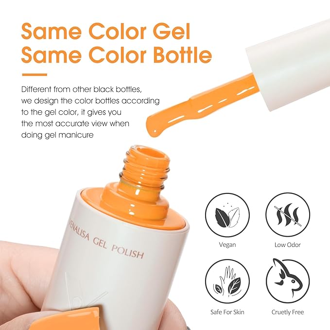 VENALISA Orange Gel Nail Polish, 1 Pcs Bright Orange Gel Polish Color High Gloss Soak Off U V Nail Manicure Salon and DIY at Home Gifts for Women