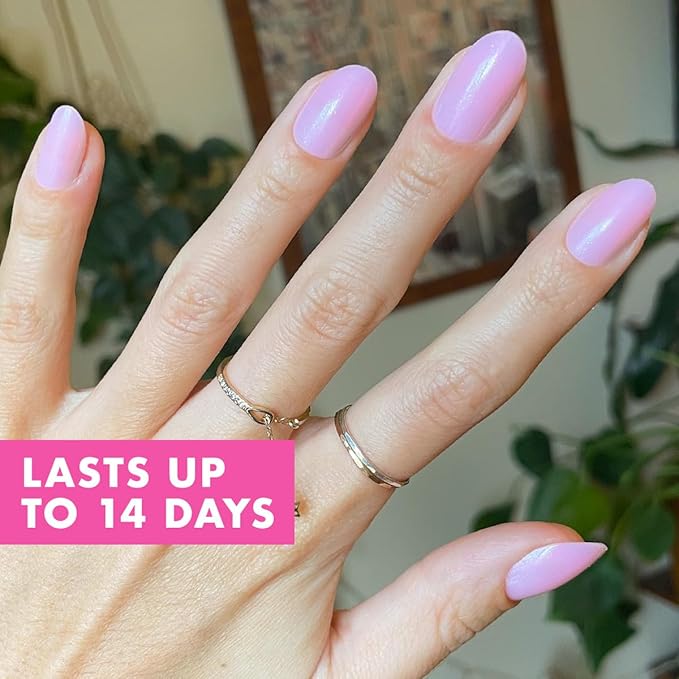 Olive & June Instant Mani Press-On Nails | (Glue) Medium, Oval 42 Fake Nails, 21 Sizes | Non-Toxic, Long-Lasting Recycled Materials Realistic Look | Salon-Quality at Home | Iridescent Pink