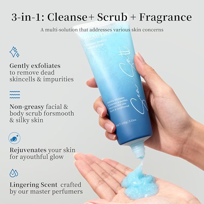 BEAUTNICE Sea Salt Smooth Aroma Scrub for All Skin Types - Nourishing, Purifying with Natural Sea Salt for Men & Women
