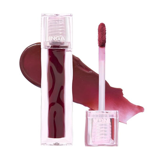 INGA Blurring Velvet Matte Lip Tint - Soft-Blur Matte Finish, Waterproof, Transfer-Proof, Long-Lasting Lip Stain, Lightweight Buildable Color with Hydrating Comfort (WINE ON DRESS)