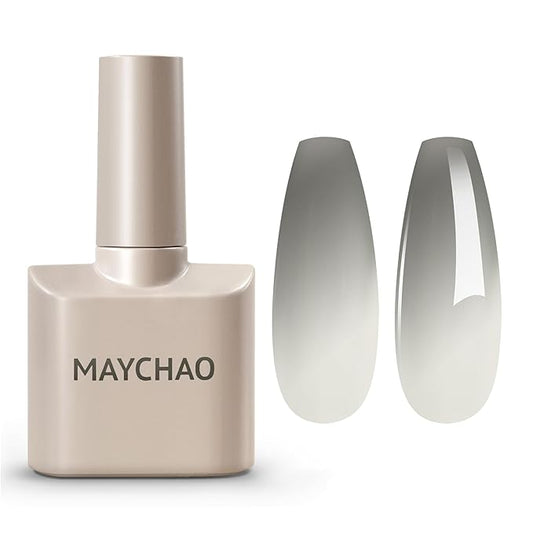 MAYCHAO 15ML Color Changing Gel Nail Polish 1Pc Black-Light Grey Tepaerature Change Gel Polish Soak Off Nail Polish Nail Art Manicure Salon DIY Gifts at Home, 0.5 OZ