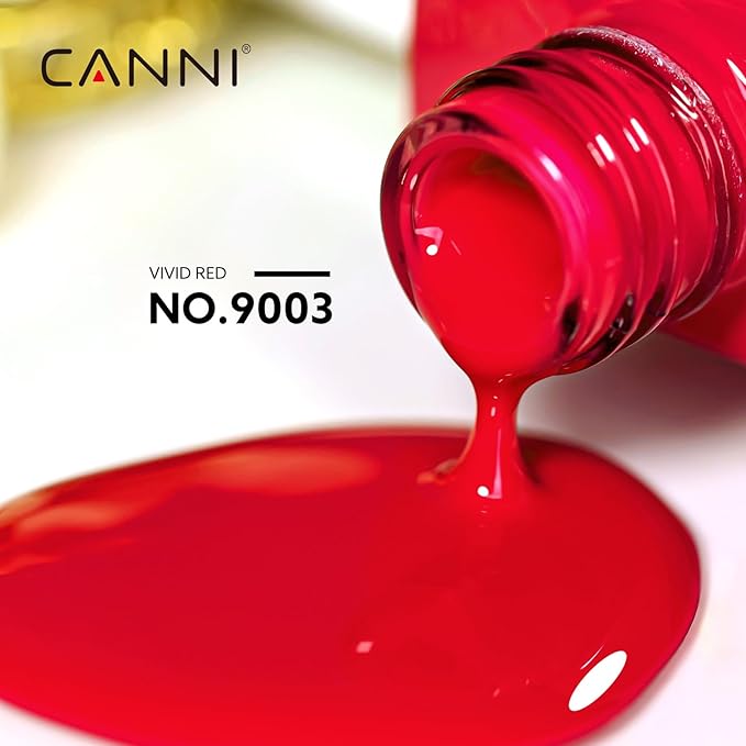 CANNI Red Gel Nail Polish - 1Pcs Bright Red Gel Polish High Gloss Soak Off U V Nail Manicure Salon DIY