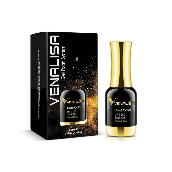 VENALISA Gel Nail Polish, 12ml Gold Glitter Color Soak Off UV LED Nail Gel Polish Nail Art Starter Manicure Salon DIY at Home, 0.43 OZ