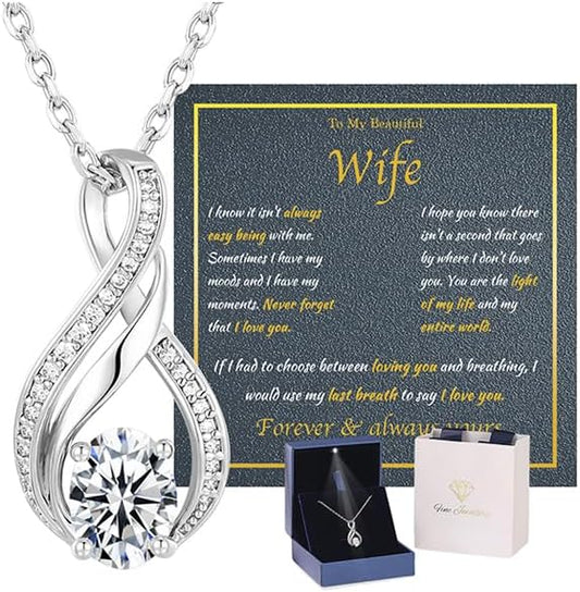 KRZ To My Wife Necklace from Husband, Gift with Love Card for Her Women Girlfriend Wife - Anniversary, Birthday, Christmas, Valentines Day Idea