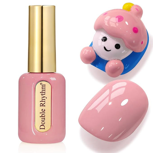 Double Rhythm 0.50 OZ Gel Polish Hema Free Same Color Same Bottle Golden Round Translucent Neutral Natural Milky 15 ML Jelly UV Polish Art DIY at Home (Cream Pink-C1116)