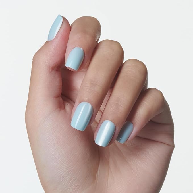 LAMIMOSA 32Pcs Cat Eye Press On Nails Short Square, Blue Nail Kit, Soft Gel Fake Nails in 16 Sizes, Reusable Glue on Nails, AQUAMARINE QUARTZ