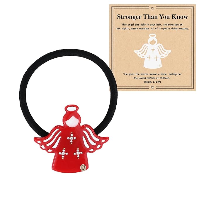 Unique Gifts for Single Mom, New Mom Birthday Gifts from Husband Daughter Son Friend, Thanksgiving Inspirational Gifts for Women "Guardian Angel" Hair Ties, Christmas Christian Gifts With Gift Box