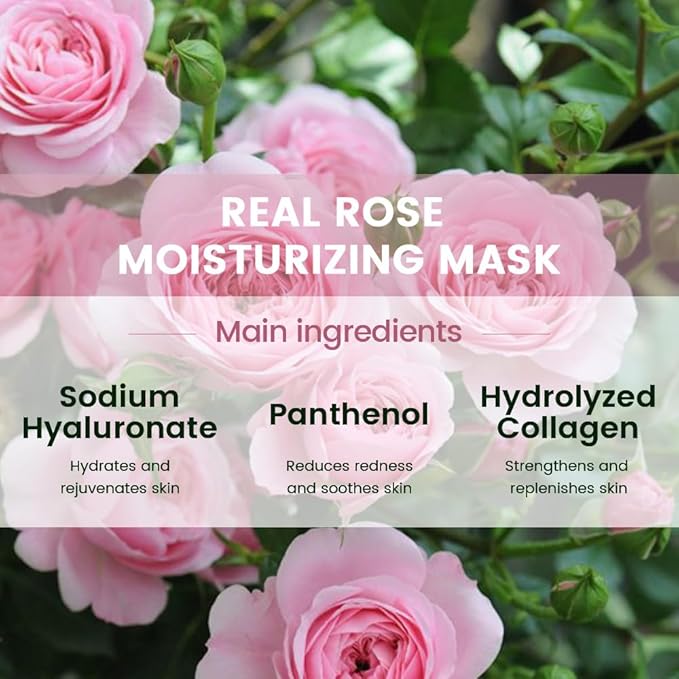 CAKAILA 8 Pack Rose Face Mask,Pink Face Masks Skincare Spa Day Kit Supplies,Spa Party Favors for Women,Sheet Facial Mask Skincare Gifts Set,Moisturize Soothe for All Skin Types