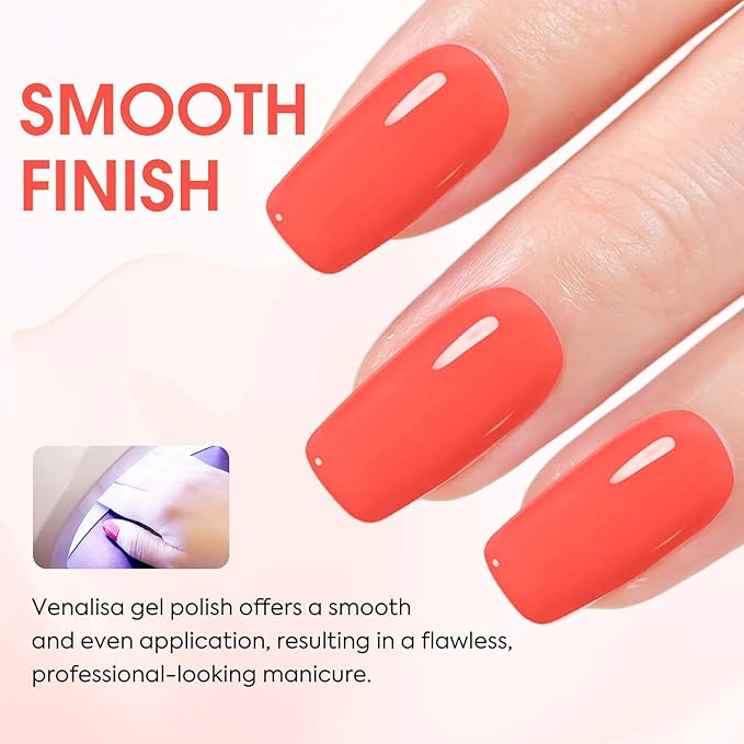 VENALISA Orange Gel Nail Polish 1 Pcs 12ml Coral Orange Color Gel Polish Soak Off UV Salon Manicure DIY at Home Nail Art For Girls Women