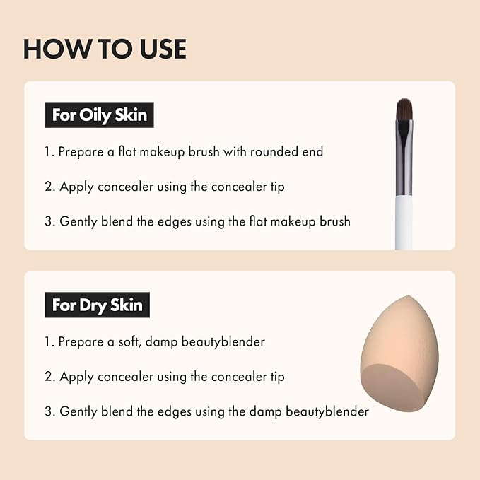 LUNA Long-Lasting Tip Concealer Cover-Fit (#01 Vanilla) Full Coverage, for Under Eye Dark Circles, Fine Lines, Redness & Discoloration, Korean Makeup 0.26 Fl Oz