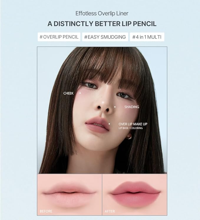 Heart Percent Dote On Mood Lip Liner Pencil, Long-Lasting Creamy Lip Crayon Smooth Lipliner Retractable Lipstick Overlip Line Color 0.8g, #10. Clean Beige