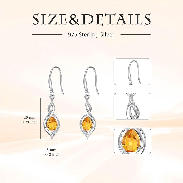HPQQ Birthstone Earrings for Women 925 Sterling Silver Infinity Love Jewelry Valentines Day Birthday Gifts for Her Mom Wife Girlfriend
